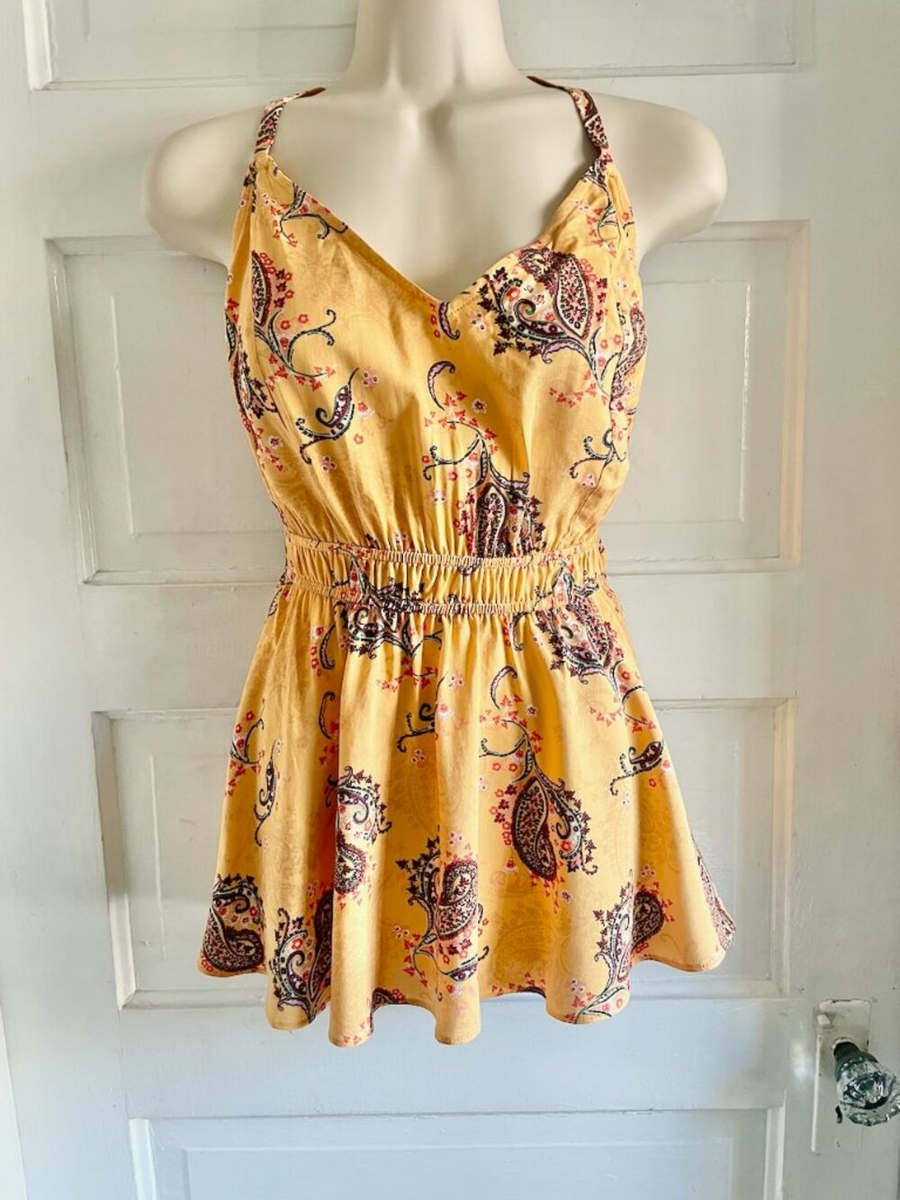 Torrid Gold & Burgundy Paisley Babydoll Empire Challis Tank 0 (12)